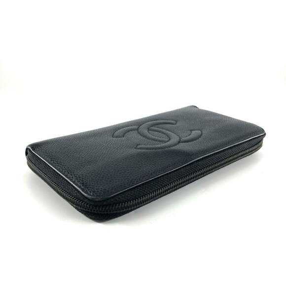 CHANEL Authentic Black Caviar Leather Logo Wallet - Picture 3 of 8